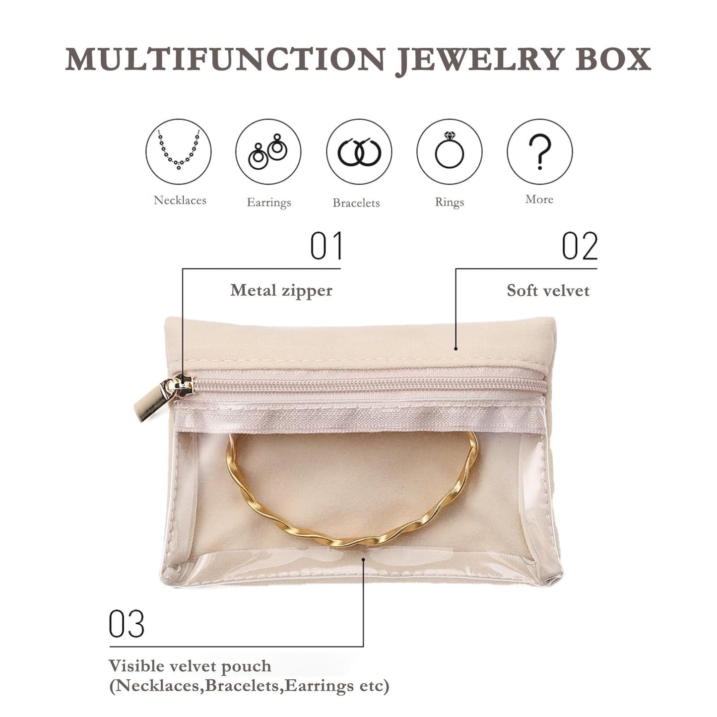 Portable Jewellery Organizer Bag with Zipper Bags